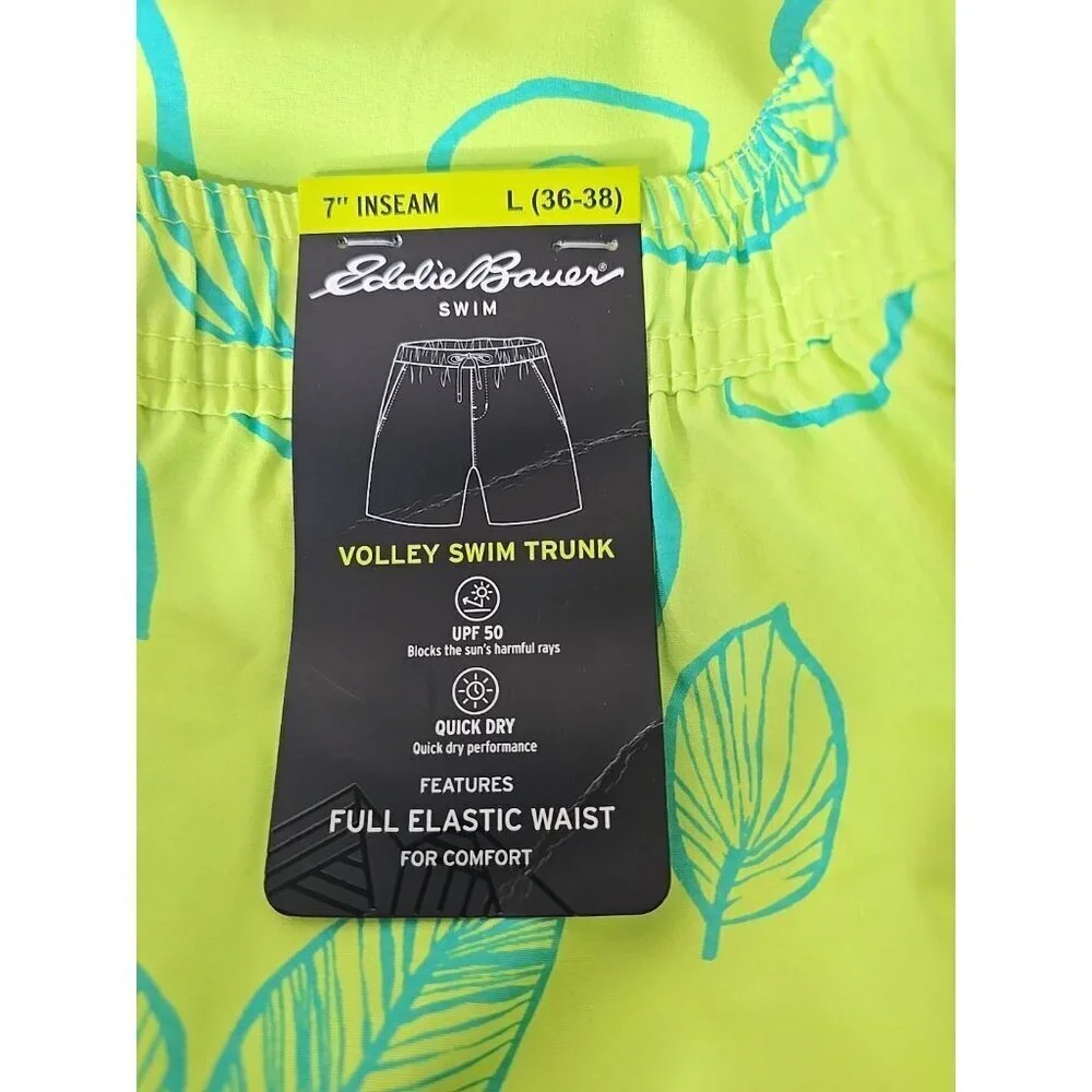 Eddie Bauer NWT Men's Yellow Citrus Volley Swim Trunk Size Large 36-38 t2